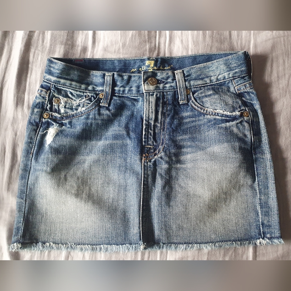 7 For All Mankind Denim Mini Skirt